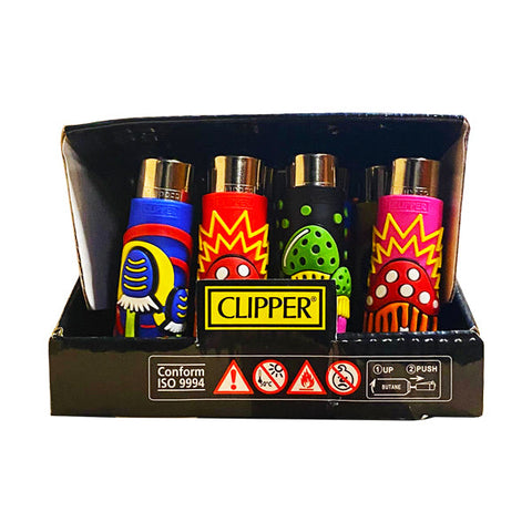 20 Clipper Large Rubber Pop Cover Lighter - Mushrooms