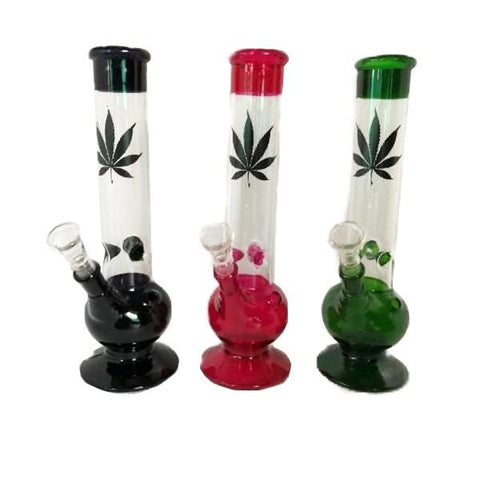 10" Medium Leaf Design Glass Bong - GB80