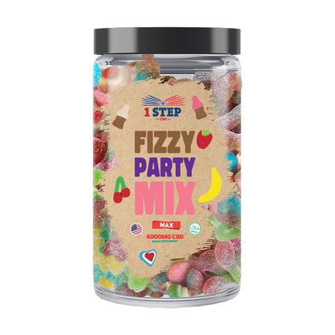 1 Step CBD Max CBD Fizzy Party Mix Gummies 4000mg (800g) (BUY 1 GET 1 FREE)